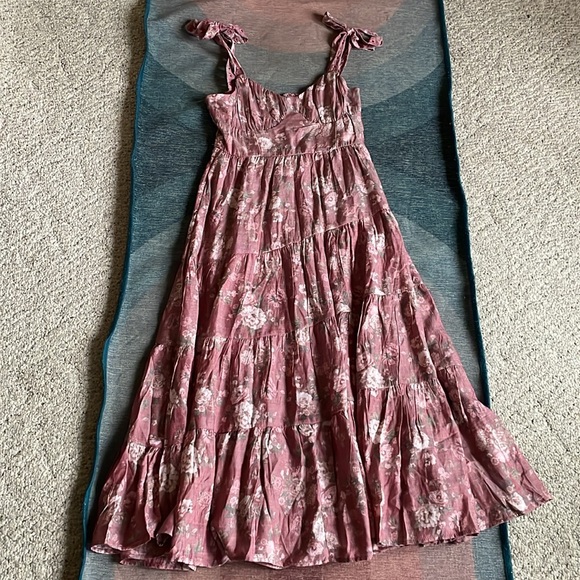 Altard State Floral Pink Tiered Midi Dress - Picture 10 of 12